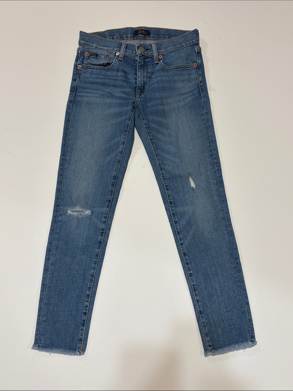Polo Ralph Lauren Tompkins Skinny Crop Jeans Size 26 Distressed Raw Hem